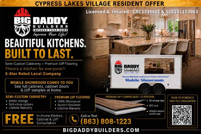 Big Daddy Builders Cypress Lakes Resident Offer advertisement